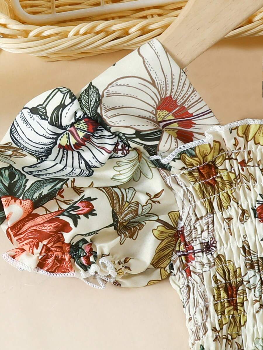 Glamgait Multicolor Floral Printed Short Sleeve Girl's Dress