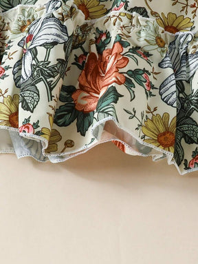 Glamgait Multicolor Floral Printed Short Sleeve Girl's Dress
