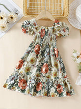 Glamgait Multicolor Floral Printed Short Sleeve Girl's Dress