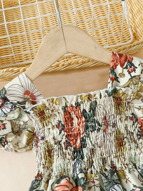 Glamgait Multicolor Floral Printed Short Sleeve Girl's Dress