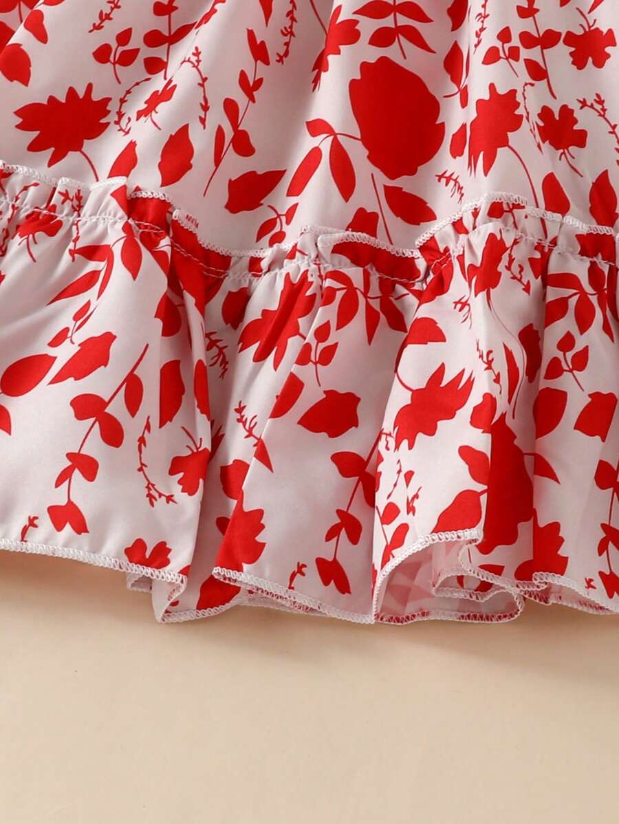 Glamgait Multi-Color Floral Printed Short Sleeve A-Line Baby Dress