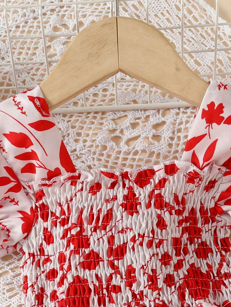 Glamgait Multi-Color Floral Printed Short Sleeve A-Line Baby Dress