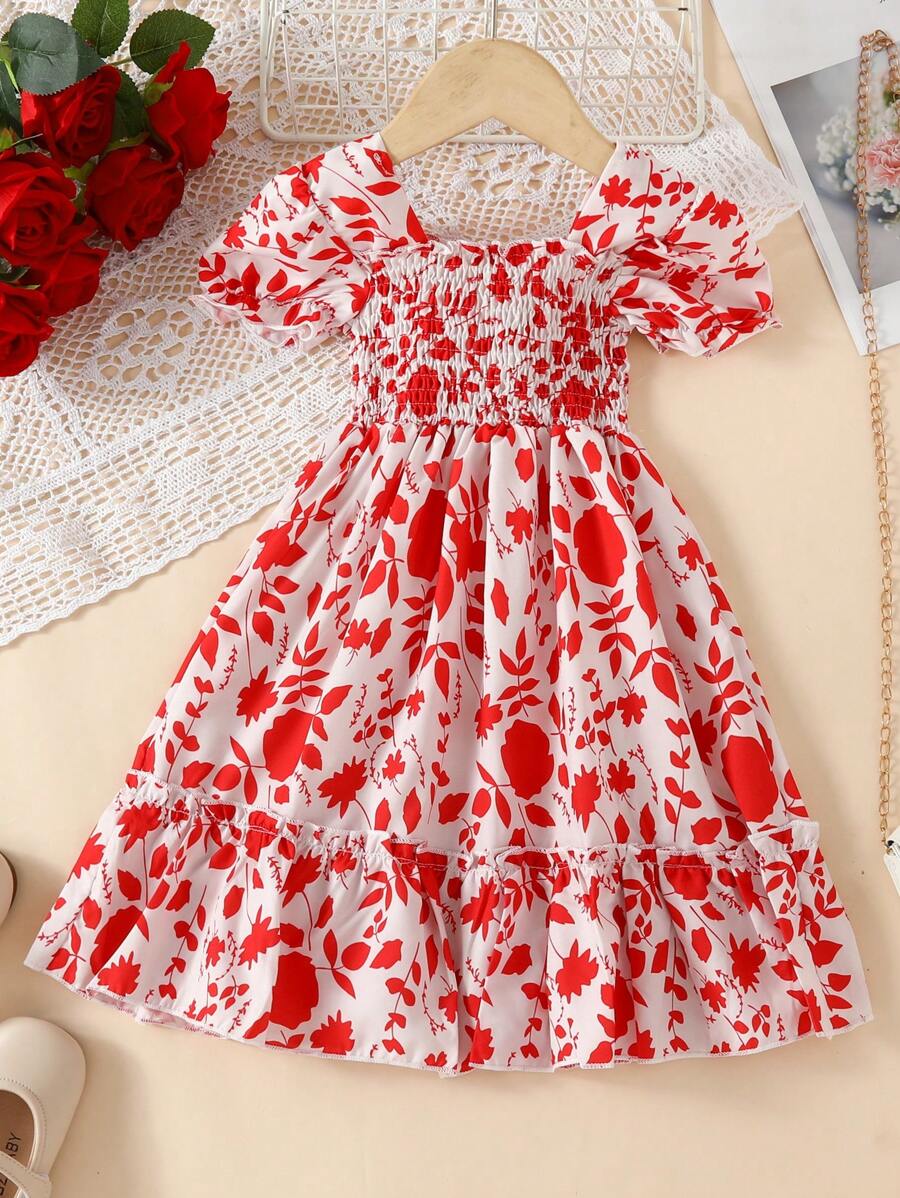 Glamgait Multi-Color Floral Printed Short Sleeve A-Line Baby Dress