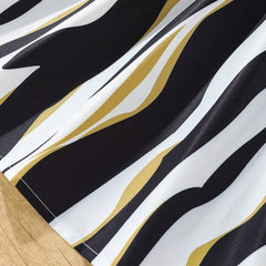 Girls Black Ruffle Sleeve Top with Striped Skirt
