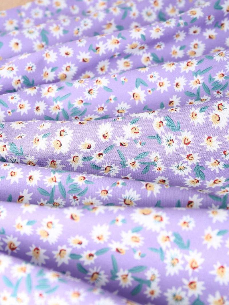 Glamgait Purple Color Floral Printed Short Sleeve A-Line Baby Dress