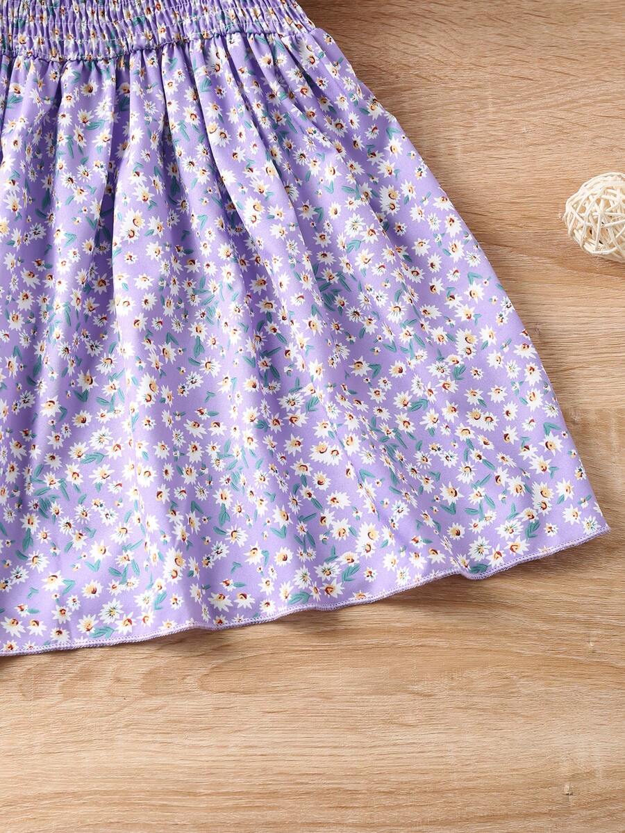 Glamgait Purple Color Floral Printed Short Sleeve A-Line Baby Dress