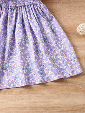 Glamgait Purple Color Floral Printed Short Sleeve A-Line Baby Dress