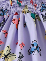 Glamgait Purple Color Butterfly Printed Short Sleeve Kids Dress