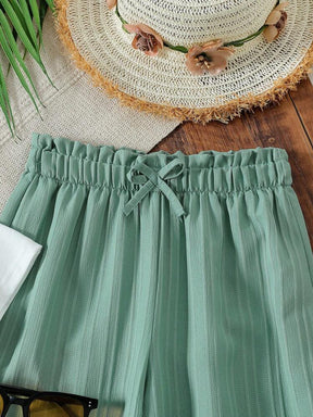 Girls Floral Printed Crop Top with Pleated Wide Leg Pants Co-Ord Set