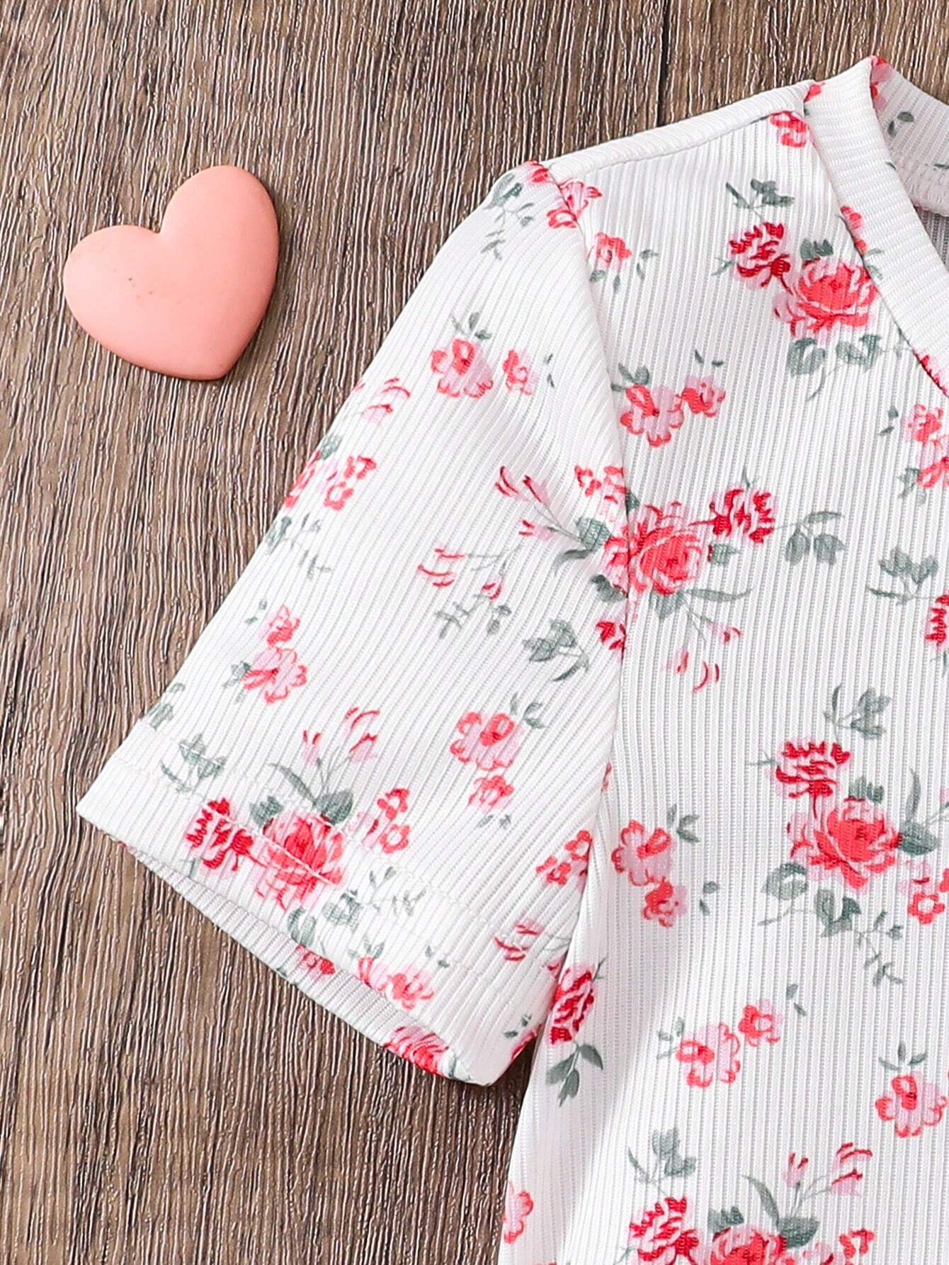 Girls White & Pink Floral Ruched Bodycon Dress