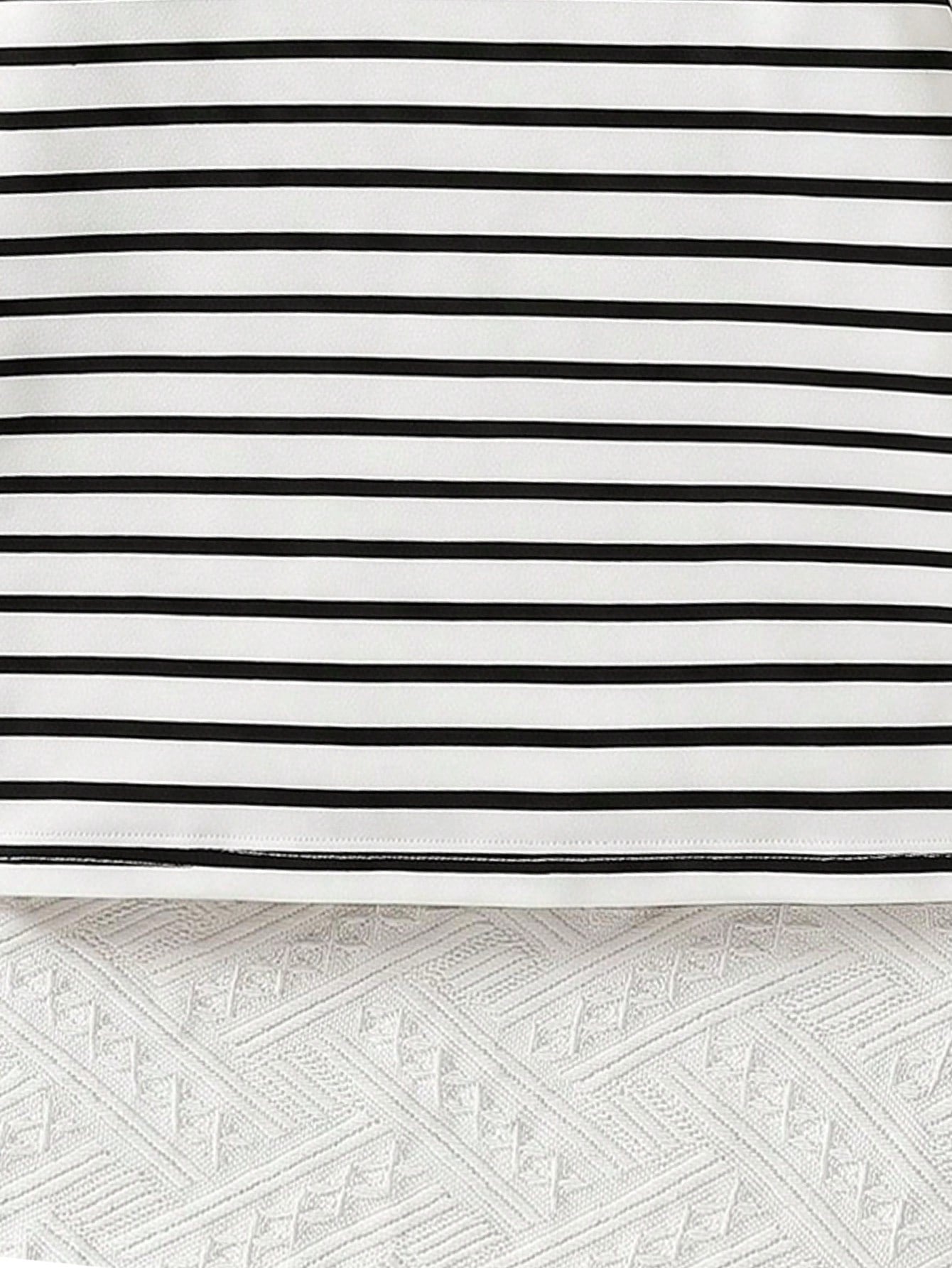 Girls Black & White Striped Bodycon Dress