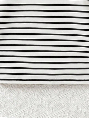 Girls Black & White Striped Bodycon Dress