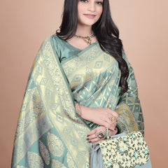 Elegant Green Silk Saree with Silver Zari Work - Handwoven Indian Sari for Weddings, Festivals & Special Occasions
