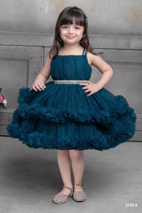 Girls Teal Blue Sparkle Party Frock