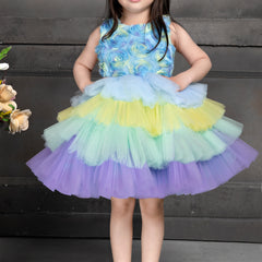 Girls Multicolor Layered Tulle Party Frock