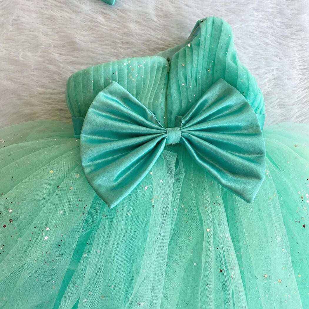 Girls Mint Green Glitter Tulle Party Frock