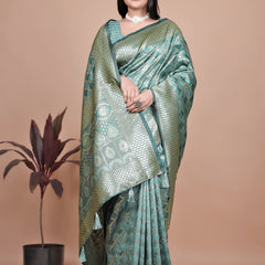 Green Banarasi Saree with Intricate Zari Work for Weddings & Festivals – Premium Silk Traditional Saree