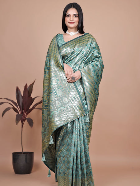 Green Banarasi Saree with Intricate Zari Work for Weddings & Festivals – Premium Silk Traditional Saree