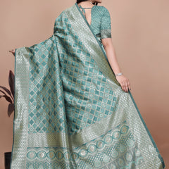 Green Banarasi Saree with Intricate Zari Work for Weddings & Festivals – Premium Silk Traditional Saree