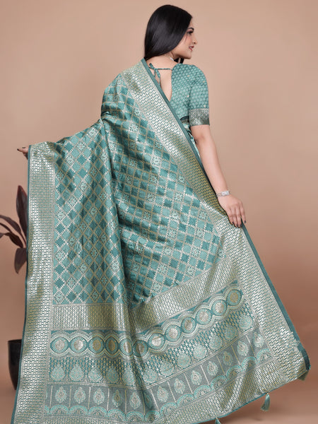 Green Banarasi Saree with Intricate Zari Work for Weddings & Festivals – Premium Silk Traditional Saree