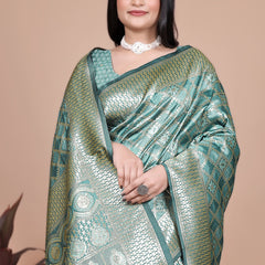 Green Banarasi Saree with Intricate Zari Work for Weddings & Festivals – Premium Silk Traditional Saree