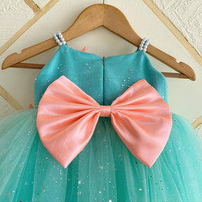 Mint Green Butterfly Applique Party Dress for Girls