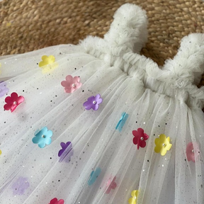 White Flower Patter Baby Frock
