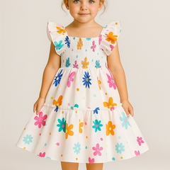 Girls Dress Summer Floral Sundress – Toddler Baby Girl Sleeveless Ruffle Dress for Birthday, Party, and Casual Wear