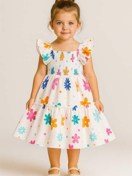 Girls Dress Summer Floral Sundress – Toddler Baby Girl Sleeveless Ruffle Dress for Birthday, Party, and Casual Wear