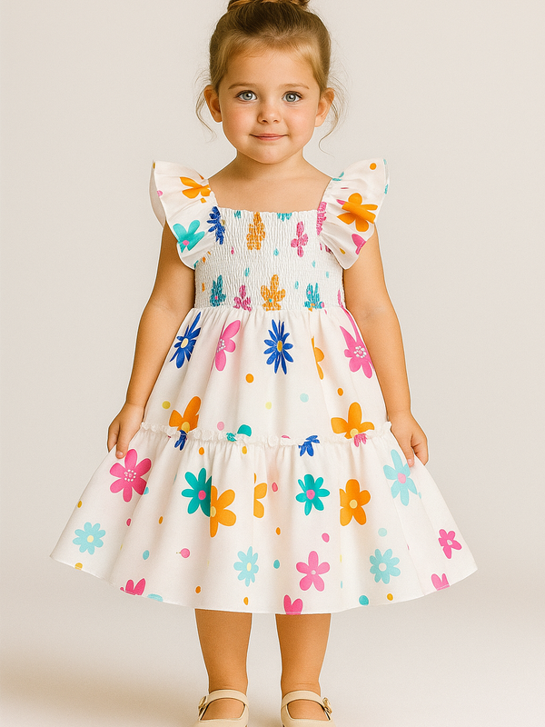 Girls Dress Summer Floral Sundress – Toddler Baby Girl Sleeveless Ruffle Dress for Birthday, Party, and Casual Wear