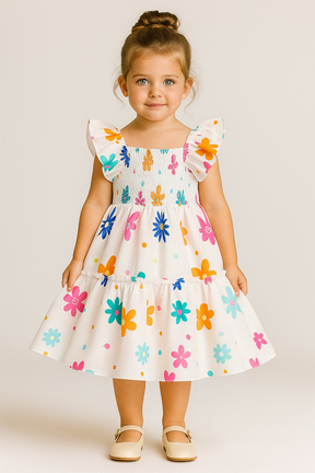 Girls Dress Summer Floral Sundress – Toddler Baby Girl Sleeveless Ruffle Dress for Birthday, Party, and Casual Wear