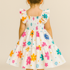 Girls Dress Summer Floral Sundress – Toddler Baby Girl Sleeveless Ruffle Dress for Birthday, Party, and Casual Wear