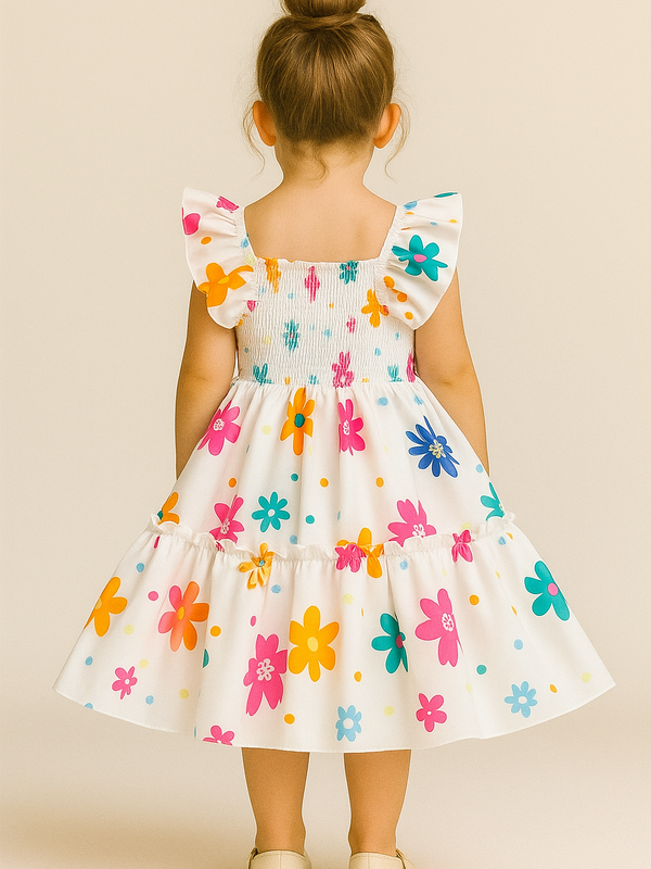 Girls Dress Summer Floral Sundress – Toddler Baby Girl Sleeveless Ruffle Dress for Birthday, Party, and Casual Wear