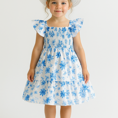 Girls Dress Floral Ruffle Sleeve Sundress – Toddler Baby Girl Outfit for Birthday, Party & Casual Wear