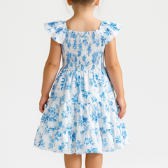 Girls Dress Floral Ruffle Sleeve Sundress – Toddler Baby Girl Outfit for Birthday, Party & Casual Wear