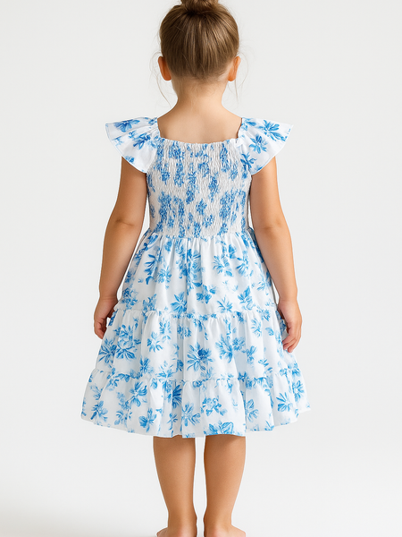 Girls Dress Floral Ruffle Sleeve Sundress – Toddler Baby Girl Outfit for Birthday, Party & Casual Wear