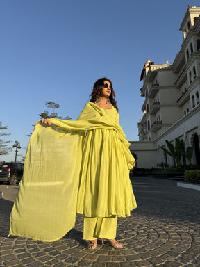 Bright Yellow Anarkali Kurta Set for Haldi & Festive Wear