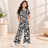 Girls Black & White Comic Print Co-Ord Set