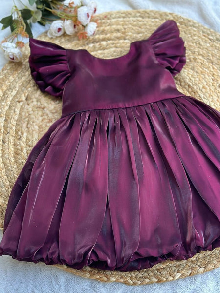 Violate Silk Flared Sleeve Baby Frock