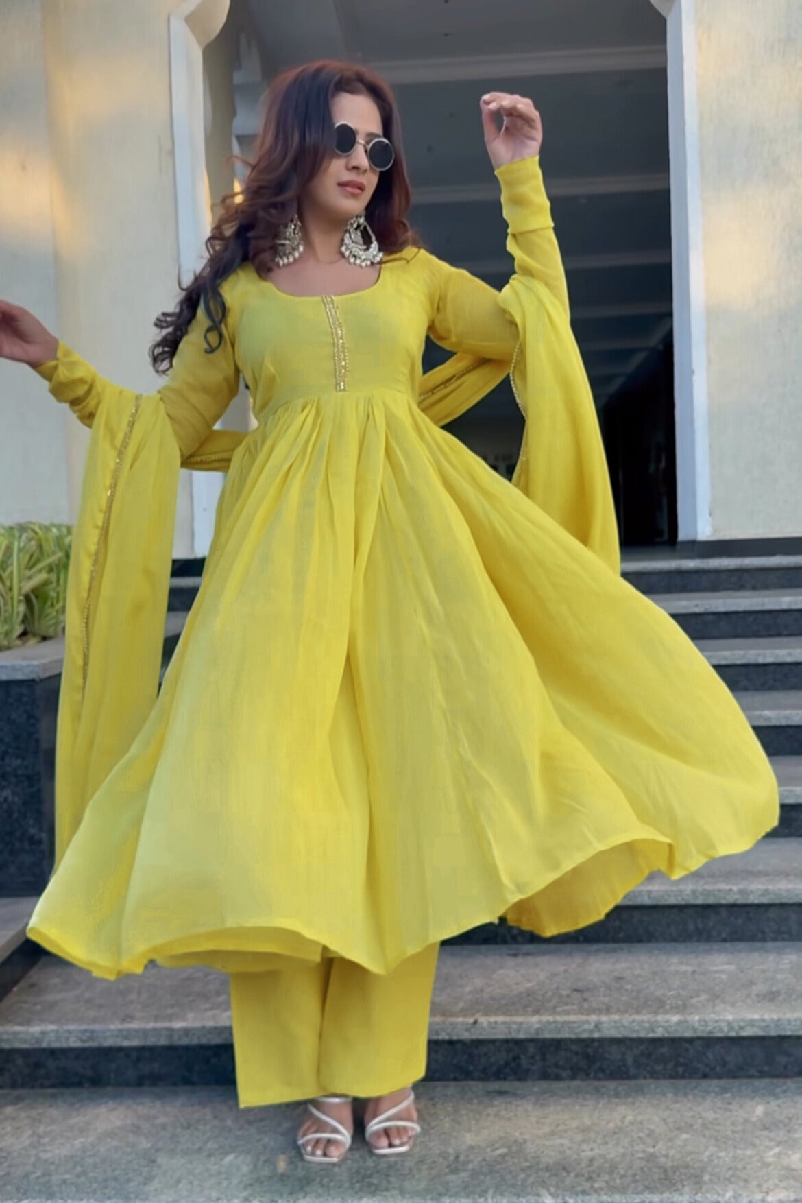 Bright Yellow Anarkali Kurta Set for Haldi & Festive Wear