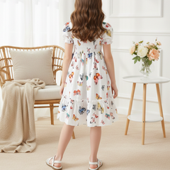 Girls Floral Fit & Flare Knee-Length Dress