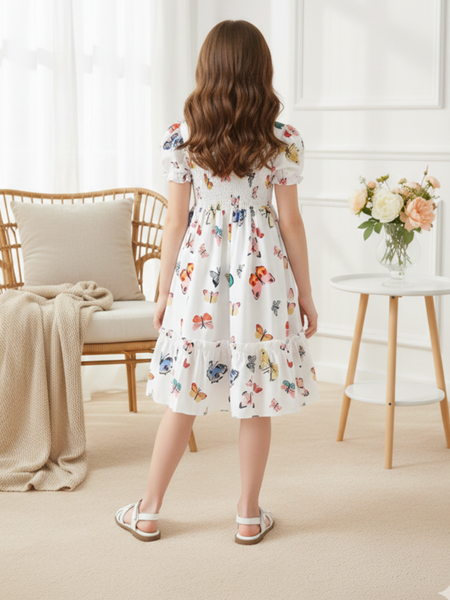 Girls Floral Fit & Flare Knee-Length Dress