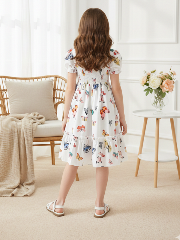 Girls Floral Fit & Flare Knee-Length Dress
