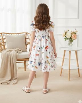 Girls Floral Fit & Flare Knee-Length Dress