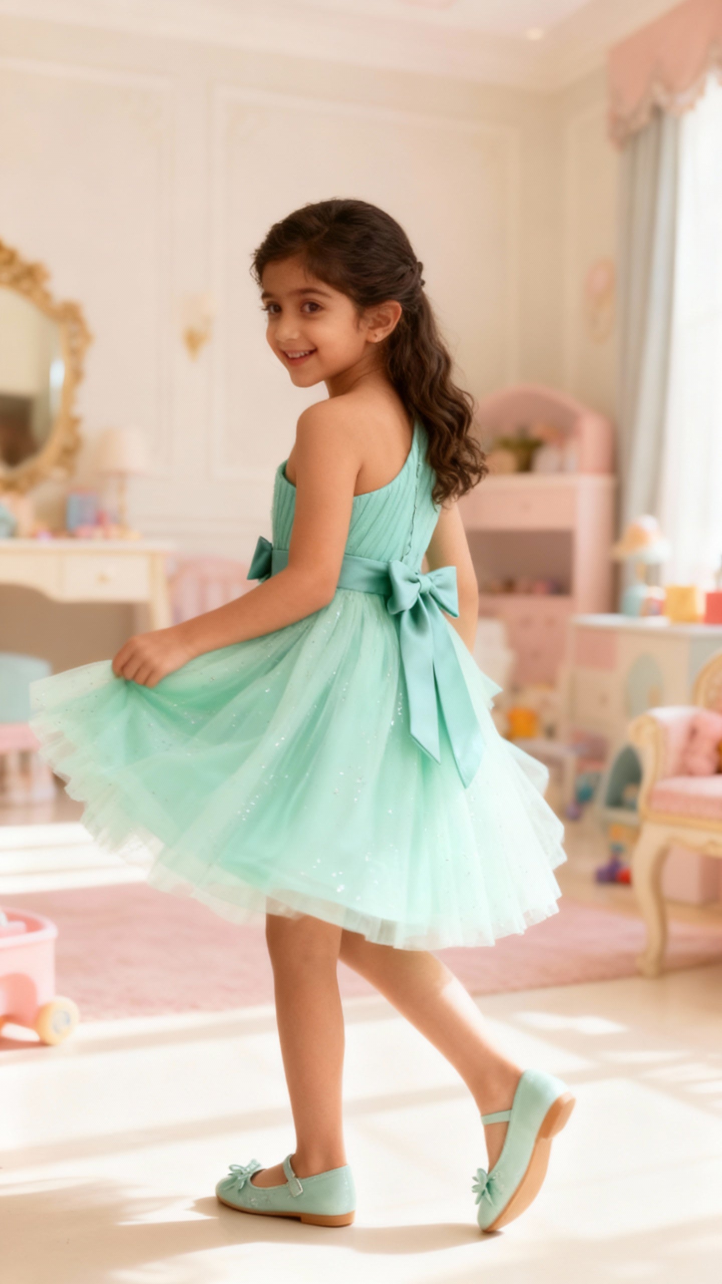 Charming Mint Green Designer Dress for Baby Girls