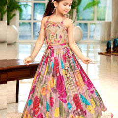 Premium Floral Pleated Lehenga Set for Girls