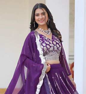 Shop Stylish Purple Lehenga Choli with Mirror Work for Special Occasions