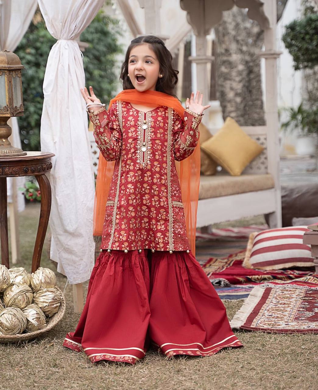 Embroidered Kids Sharara Suit Set – Festive Traditional Wear