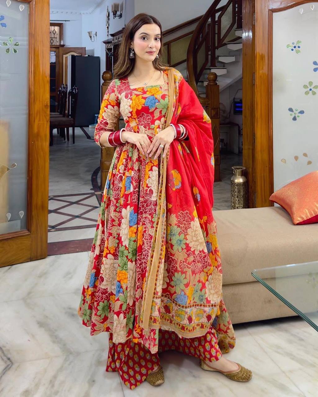 Women's Anarkali Suit Trending Floral Anarkali with Designer Dupatta