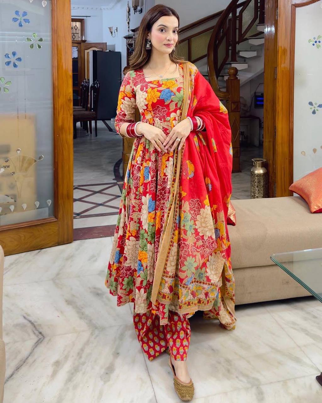 Women's Anarkali Suit Trending Floral Anarkali with Designer Dupatta